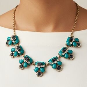 J. Crew Blue and Gold Statement Necklace